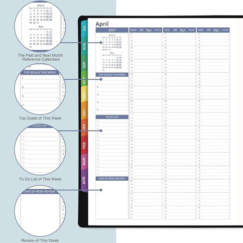 2026 Appointment Book & Planner - 2026 Daily Hourly Planner, 8.5" x 11", Jan 2026 - Dec 2026, 2026 Weekly Appointment Book, Planners with Colorful Tabs, Leather Cover, 15-Minute Interval - Black in Saudi Arabia