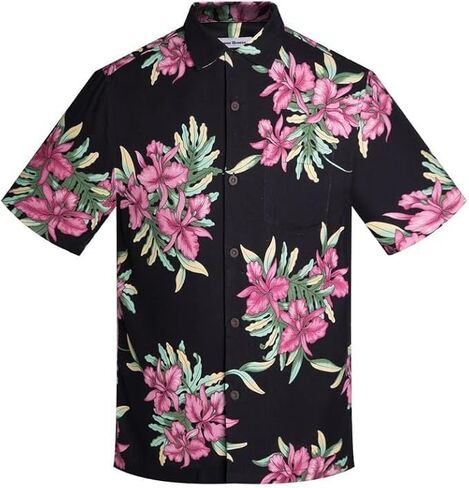 Men's Hawaiian Shirts Silk and Cotton Blend Button Down Short Sleeve Tropical Print Camp Shirts in Saudi Arabia