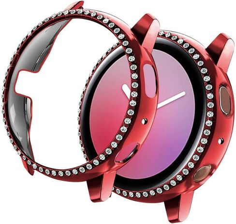 FitTurn Bling Bumper Case Compatible with Samsung Galaxy Watch Active2 40mm 44mm Crystal Diamonds Plate Protector Case Cover Scratch Resistant Shock Slim TPU Shell (Silver,R830-40mm) in Saudi Arabia