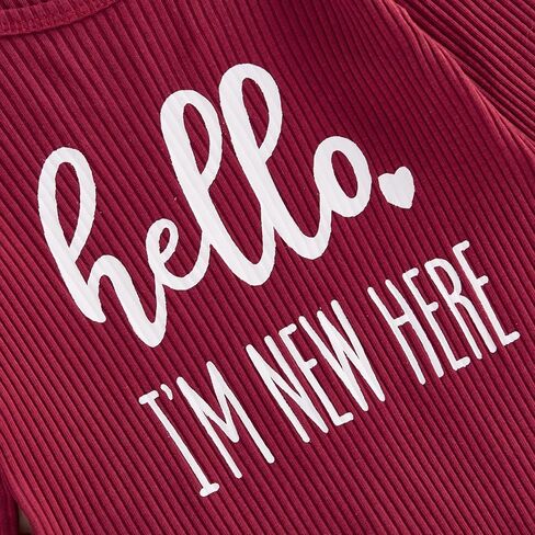 Baby Girl My First Valentines Romper Outfit Ribbed Long Sleeve One Piece Jumpsuit Headband 2Pcs Clothes Set in Saudi Arabia