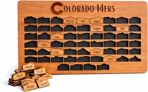 Colorado 14er Bucket List Wooden Puzzle Map | 58 Colorado Peaks Summit Register (Cherry) in Saudi Arabia
