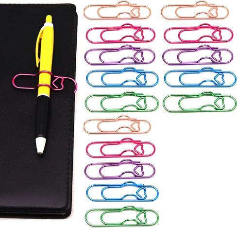 15 Pcs Metal Pen Holder Clips for Notebook, Planner Accessories, Heart Paper Clips in Saudi Arabia