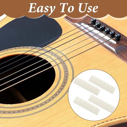 4Pcs String Guitar Nut, 43mm/1.69in Plastic Acoustic Guitar Nut for Electric Replacement, Universal Electric Guitars Parts Accessories for Acoustic Guitars(Black) in Saudi Arabia