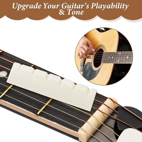 4Pcs String Guitar Nut, 43mm/1.69in Plastic Acoustic Guitar Nut for Electric Replacement, Universal Electric Guitars Parts Accessories for Acoustic Guitars(Black) in Saudi Arabia