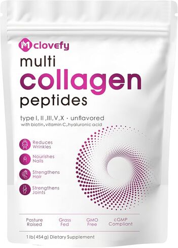 Multi Collagen Peptides Powder, 16 Oz - Protein Supplement, Type I, II, III, V, X with Hyaluronic Acid, Vitamin C and Biotin, Unflavored, Easily Mixes in Drinks(Packaging May Vary) in Saudi Arabia