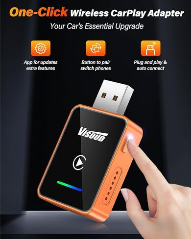 محول CarPlay اللاسلكي لأجهزة iPhone وAndroid Auto، شريحة A9 من الجيل الخامس، توصيل وتشغيل صغير للغاية، إعادة توصيل تلقائي أسرع 6 مرات، تحويل سلكي إلى لاسلكي، بدون تأخير لنظام iOS 10+ وAndroid 11+ in Kuwait