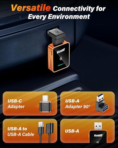 محول CarPlay اللاسلكي لأجهزة iPhone وAndroid Auto، شريحة A9 من الجيل الخامس، توصيل وتشغيل صغير للغاية، إعادة توصيل تلقائي أسرع 6 مرات، تحويل سلكي إلى لاسلكي، بدون تأخير لنظام iOS 10+ وAndroid 11+ in Kuwait