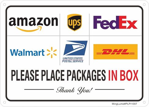 Package Delivery Sign - Deliver All Packages To Front Door. 10x8 Inch Rust-Free Reflective Aluminum, Weatherproof & Fade Resistant Parcel Instruction Sign for Home,Apartment,Office Easy to Install in Saudi Arabia