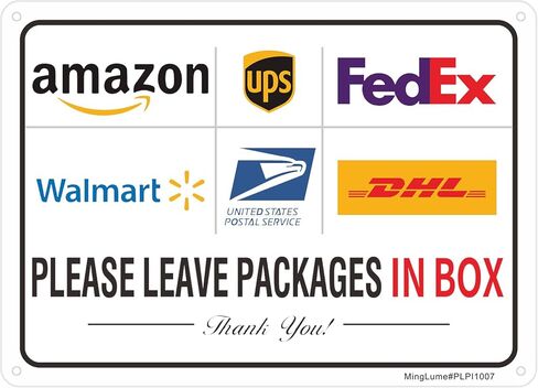 Package Delivery Sign - Deliver All Packages To Front Door. 10x8 Inch Rust-Free Reflective Aluminum, Weatherproof & Fade Resistant Parcel Instruction Sign for Home,Apartment,Office Easy to Install in Saudi Arabia