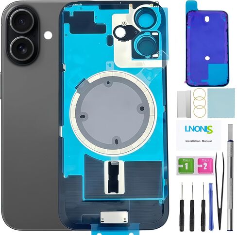 17 Back Glass Replacement for iPhone 17 Rear Back Cover Glass with Frame Magesafe Waterproof Professional Repair Tool Kit (Mist Blue) in Saudi Arabia