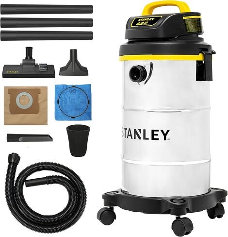 STANLEY Wet Dry Vacuum 5 Gallon with 4 HP Powerful Motor Suction,Stainless Steel Shop Vacuum Portable Wet Dry Vac for Jobsite, Workshop, Garage, Basement SL18130 in Saudi Arabia