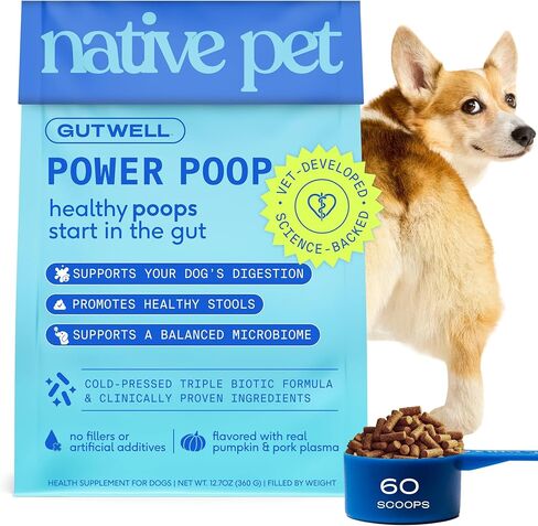 Gutwell Power Poop - إنزيمات وألياف هضمية للكلاب - مكملات ألياف الكلاب تساعد في الإغاثة في الإسهال ، واضطراب في المعدة ، وغاز الحيوانات الأليفة ، مع مزيج ثلاثي وألياف M -Fiber - 60 مغرفة in Saudi Arabia