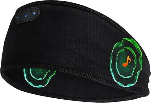 Bamboo Cotton Sleep Headphones,Ultra-Soft Wireless Headband Bluetooth for Side Sleepers, with 14H Playtime & Bluetooth 6.0, 4-in-1 Music Sleep Earphones for Side Sleeping(Black) in Saudi Arabia
