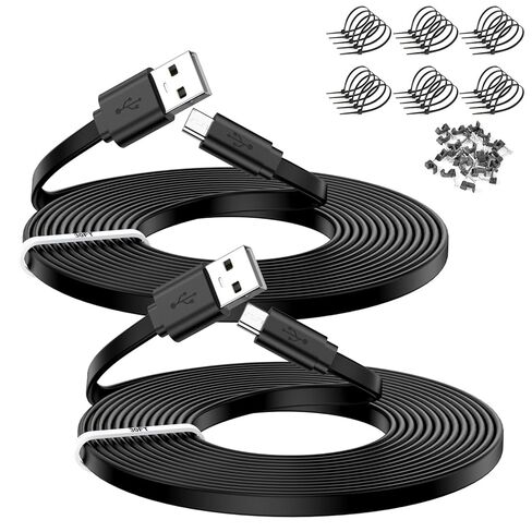 كابل تمديد USB-A إلى Micro USB بطول 10FT 2P، امتداد مسطح لكابل Micro USB لكاميرا الأمان، سلك الشحن ومزامنة البيانات متوافق مع كاميرا Wyze، Pan v3/v3 Pro/OG (2P) in Kuwait