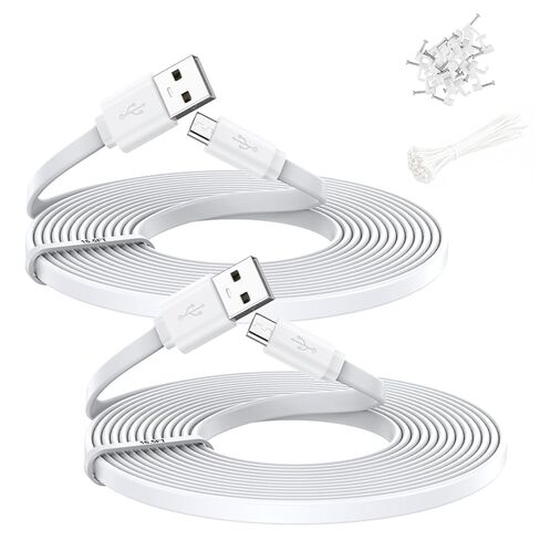 كابل تمديد USB-A إلى Micro USB بطول 10FT 2P، امتداد مسطح لكابل Micro USB لكاميرا الأمان، سلك الشحن ومزامنة البيانات متوافق مع كاميرا Wyze، Pan v3/v3 Pro/OG (2P) in Kuwait