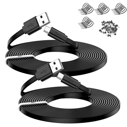 كابل تمديد USB-A إلى Micro USB بطول 10FT 2P، امتداد مسطح لكابل Micro USB لكاميرا الأمان، سلك الشحن ومزامنة البيانات متوافق مع كاميرا Wyze، Pan v3/v3 Pro/OG (2P) in Kuwait