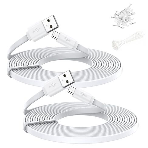 كابل تمديد USB-A إلى Micro USB بطول 10FT 2P، امتداد مسطح لكابل Micro USB لكاميرا الأمان، سلك الشحن ومزامنة البيانات متوافق مع كاميرا Wyze، Pan v3/v3 Pro/OG (2P) in Kuwait