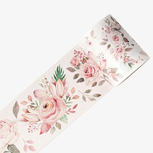 WT Pre-Cut Rosé Scripts Wide PET Tape, Single Roll, Original Designs, Blush Floral & Handwritten Script, Clear Decorative Tape for Junk Journal, Scrapbook, Bujo, Planner, DIY Crafts in Saudi Arabia