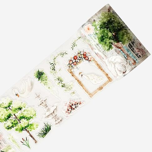 WT Pre-Cut Rosé Scripts Wide PET Tape, Single Roll, Original Designs, Blush Floral & Handwritten Script, Clear Decorative Tape for Junk Journal, Scrapbook, Bujo, Planner, DIY Crafts in Saudi Arabia