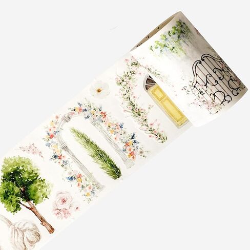 WT Pre-Cut Rosé Scripts Wide PET Tape, Single Roll, Original Designs, Blush Floral & Handwritten Script, Clear Decorative Tape for Junk Journal, Scrapbook, Bujo, Planner, DIY Crafts in Saudi Arabia