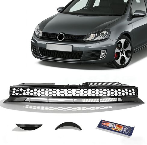 شبكة أمامية سوداء بدون شارة سداسية على شكل قرص العسل لـ 2010 2011 2012 2013 2014 Volkswagen MK6 GTI Golf Jetta in Saudi Arabia