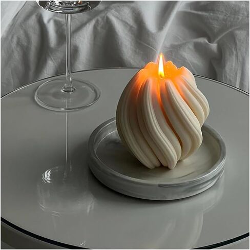 Silicone Candle Molds, 3D Spiral Geometric Silicone Molds, Irregular Swirl Wave Design, Colorless, BPA Free, Silicone Molds for Candle Making, DIY, Resin, Wax, Soap, Clay Etc - Large in Saudi Arabia