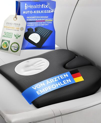 HealthFix® Wedge Seat Cushion - كرسي رغوة الذاكرة ووسادة السيارات | إسفين مقعد مريح للمكتب والقيادة والمنزل | يحسن الموقف ويخفف من الظهر ، وآلام عظم الورك وعظم الذوق (متوسطة) in Saudi Arabia