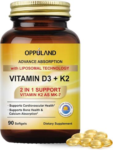 Vitamin D3 + K2 with LIPOSOMAL Technology + 5000iu of Vitamin D3 & 100mcg of Vitamin K2 as MK-7-2 in 1 Support - 90 Softgels in Saudi Arabia