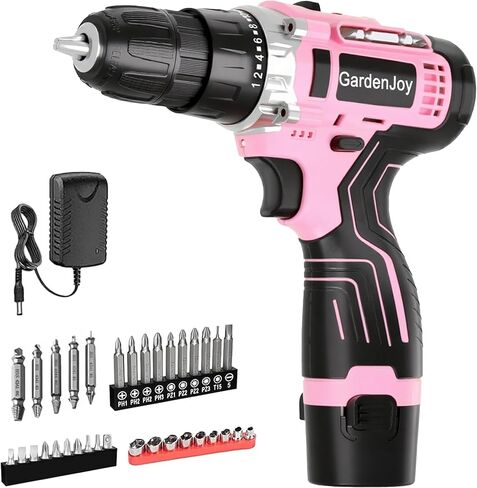 Drill Set 12V Cordless Electric Drill Driver Set,Powerful Lightweight Portable Rechargeable Screwdriver Accessories,2 Batteries 2-Speed 24+1 Position Wood/Wall Drilling Screw Driving women DIY Tool in Saudi Arabia