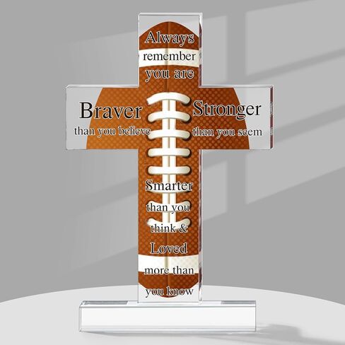 Seeloowy الاكريليك كرة القدم الصليب الهدايا اكسسوارات كرة القدم للرجال ملهمة كرة القدم الصليب الهدايا مع آية الكتاب المقدس كرة القدم هدايا الكتاب الديني لمحبي لاعبي كرة القدم in Kuwait