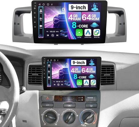 Upgraded Android Car Radio for Toyota Corolla 2003 2004 2005 2006 2007 2008 with Carplay Android Auto, 2+32GB 9Inch Touch Screen for Corolla Stereo with GPS Navi Bluetooth WiFi + MIC + Camera in Saudi Arabia