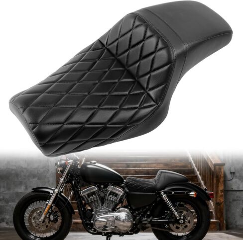 مقعد دراجة نارية من DREAMZIER، مقعد من قطعة واحدة متوافق مع Harley Sportster XL883 XL1200 X48 (2004-2006، 2010-2022)، مقعد الركاب للسائق الخلفي الأمامي لـ 3.3-4.5 جالون in Saudi Arabia