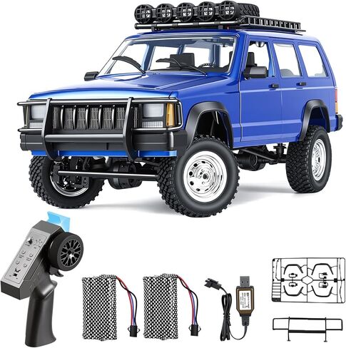 Goolsky RC Rock Crawler, 1:12 Scale Remote Control Car, 4WD Off Road RC Truck, 2.4Ghz All Terrains Climbing Vehicle, RC Car with LED Lights for Kids and Adults, Include 2 Batteries (Blue) in Saudi Arabia