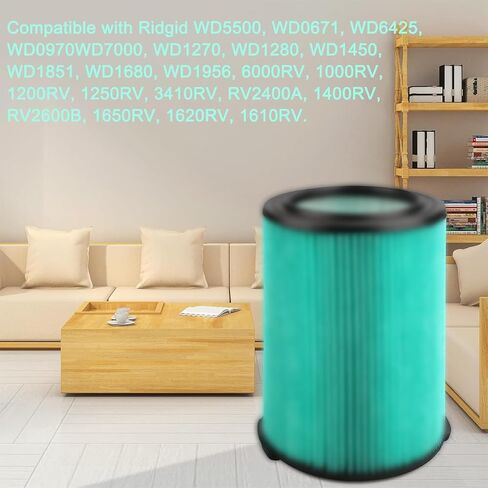 فلتر VF6000 للمكنسة الكهربائية الرطبة الجافة Ridgid Shop Vac سعة 5-20 جالون، فلتر HEPA من 5 طبقات يناسب WD5500 WD0671 WD6425 WD7000 (عبوة من مرشحات VF6000 + 4 أكياس VF3502) in Saudi Arabia