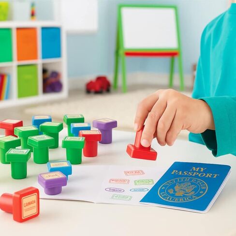 48PK STRAMPHING STAMPS CASSPORT STAMPS للأطفال - ملصق طوابع الريف المحدد لجوازات السفر ، والسفر التظاهر ، وأنشطة الجغرافيا - طوابع جوازات السفر من جميع أنحاء العالم in Kuwait