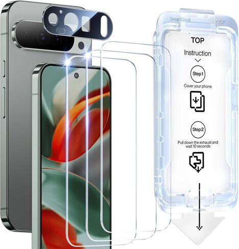 SMARTDEVIL Screen Protector for Google Pixel 9 Pro XL (3 Pack) + Camera Lens Protector, HD Tempered Glass, Fingerprint Unlock Friendly, 9H Military-Grade Protection, Scratch & Drop Resistant in Saudi Arabia