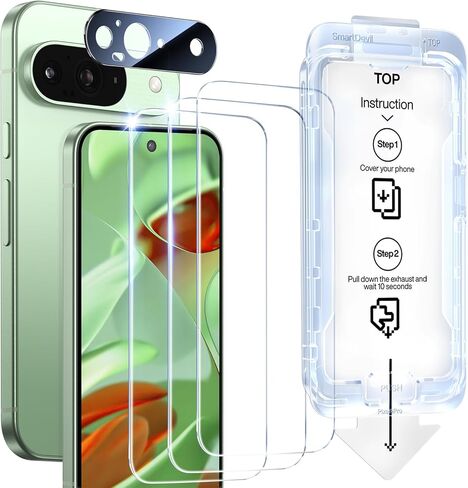 SMARTDEVIL Screen Protector for Google Pixel 9 Pro XL (3 Pack) + Camera Lens Protector, HD Tempered Glass, Fingerprint Unlock Friendly, 9H Military-Grade Protection, Scratch & Drop Resistant in Saudi Arabia