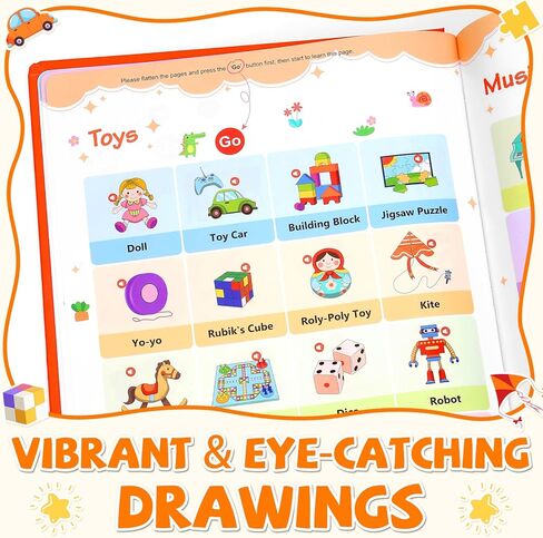 2025 New My English Words First Book Book Toy ، Learning Learning Talking Book ، 470+ كلمة ، 21 موضوعًا ، اضغط لتعلم الصوتيات ، كتب تعليمية تفاعلية للأطفال من عمر 3 سنوات أ in Kuwait