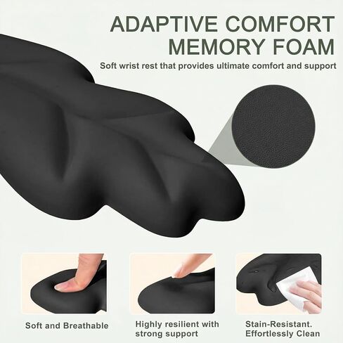 Ergonomic Leaf Keyboard and Mouse Wrist Rest Set, Extra Wide & Thick Memory Foam for Carpal Tunnel Pain Relief, Non-Slip Base, PC/Mac/Laptop, Gift for Office Work, Gaming in Saudi Arabia
