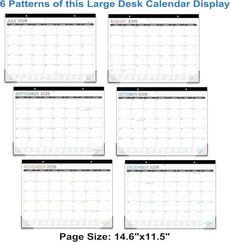 2026 Desk Calendar - Desk/Wall Calendar 2026, JAN 2026 - DEC 2026, 2026 Calendars 12 Month, Desk Calendars with Corner Protectors, Large Ruled Blocks, Thick Paper, Colorful, 14.6" x 11.5", Desktop Calendar for Daily Organizer in Saudi Arabia