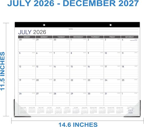 2026 Desk Calendar - Desk/Wall Calendar 2026, JAN 2026 - DEC 2026, 2026 Calendars 12 Month, Desk Calendars with Corner Protectors, Large Ruled Blocks, Thick Paper, Colorful, 14.6" x 11.5", Desktop Calendar for Daily Organizer in Saudi Arabia