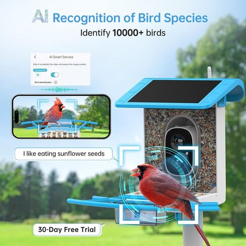 Smonet Bird Feeder مع الكاميرا B300: Smart Birdhouse Camera AI التعرف على الطاقة الشمسية ، WIFI WIFI WIFI في الهواء الطلق مشاهدة الفيديو المباشر ، هدايا عيد ميلاد مضحكة لأمي الأم جدة ابنة in Kuwait