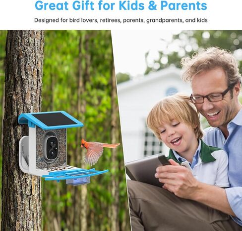 Smonet Bird Feeder مع الكاميرا B300: Smart Birdhouse Camera AI التعرف على الطاقة الشمسية ، WIFI WIFI WIFI في الهواء الطلق مشاهدة الفيديو المباشر ، هدايا عيد ميلاد مضحكة لأمي الأم جدة ابنة in Kuwait