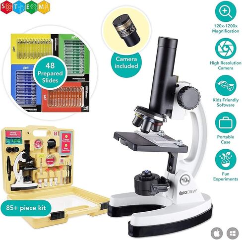 IQCREW M40-WM Kid's Premium 85+ Piece Microscope, Color Camera and Interactive Kid's Software Kit with World of Microscope Book in Saudi Arabia