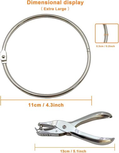 4 بوصات إضافية من حلقات الموثق - 6 حلقات كتب مع ثقب ، منظم قابلة لإعادة الاستخدام لبطاقات الفهرس ، مجلدات الملفات ، المفاتيح ، الحرف اليدوية ، لوازم المدرسة المنزلية (6) in Kuwait