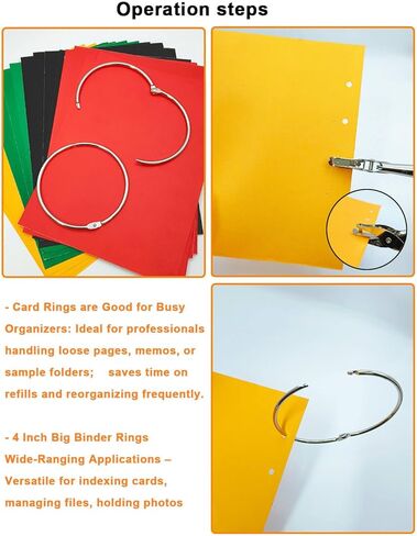 4 بوصات إضافية من حلقات الموثق - 6 حلقات كتب مع ثقب ، منظم قابلة لإعادة الاستخدام لبطاقات الفهرس ، مجلدات الملفات ، المفاتيح ، الحرف اليدوية ، لوازم المدرسة المنزلية (6) in Kuwait