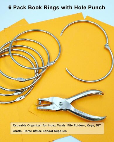 4 بوصات إضافية من حلقات الموثق - 6 حلقات كتب مع ثقب ، منظم قابلة لإعادة الاستخدام لبطاقات الفهرس ، مجلدات الملفات ، المفاتيح ، الحرف اليدوية ، لوازم المدرسة المنزلية (6) in Kuwait