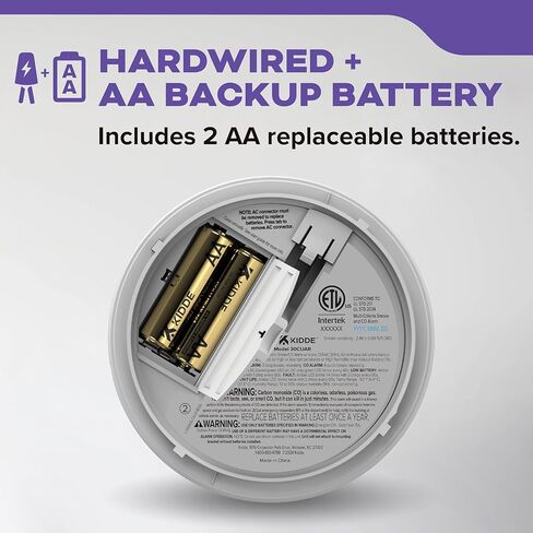 كاشف الدخان وأول أكسيد الكربون من كيدي، إنذار دخان احتياطي ببطارية AA، قابل للربط، مؤشرات ضوء تحذير LED، عبوتان in Kuwait