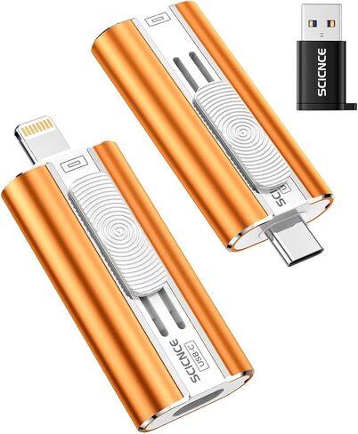 SCICNCE 64GB Dual Interface Flash Drive for Phone Storage Photos Videos, Portable Backup Memory Stick, No App Required, Compatible with iPhone 17/16/15/14/13/12/11, iPad, Android & PC (Green) in Kuwait