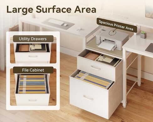 Casaottima 98 "2 شخص 2 Gaming Custom Desk with Fabric Drawer & File Cabinet ، وشاحنان كتابة مكتب Office Office مع منفذ الطاقة وضوء LED ومراقبة ، ورفوف التخزين ، والأبيض in Kuwait